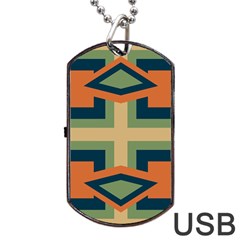 Abstract Pattern Geometric Backgrounds   Dog Tag Usb Flash (two Sides) by Eskimos