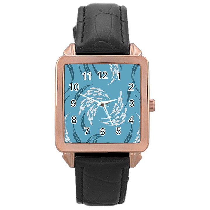 Folk flowers print Floral pattern Ethnic art Rose Gold Leather Watch 