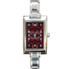 Floral Folk Damask Pattern Fantasy Flowers Floral Geometric Fantasy Rectangle Italian Charm Watch by Eskimos