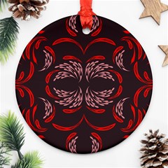 Floral Folk Damask Pattern Fantasy Flowers Floral Geometric Fantasy Ornament (round) by Eskimos