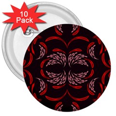 Floral Folk Damask Pattern Fantasy Flowers Floral Geometric Fantasy 3  Buttons (10 Pack)  by Eskimos