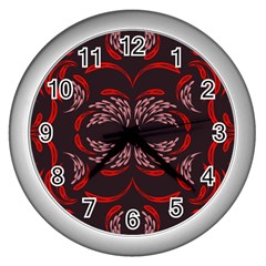 Floral Folk Damask Pattern Fantasy Flowers Floral Geometric Fantasy Wall Clock (silver) by Eskimos