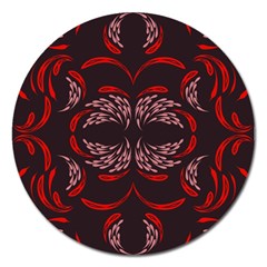 Floral Folk Damask Pattern Fantasy Flowers Floral Geometric Fantasy Magnet 5  (round) by Eskimos