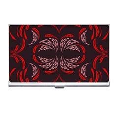 Floral Folk Damask Pattern Fantasy Flowers Floral Geometric Fantasy Business Card Holder by Eskimos