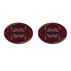 Floral Folk Damask Pattern Fantasy Flowers Floral Geometric Fantasy Cufflinks (oval) by Eskimos