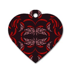 Floral Folk Damask Pattern Fantasy Flowers Floral Geometric Fantasy Dog Tag Heart (one Side) by Eskimos