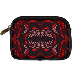 Floral Folk Damask Pattern Fantasy Flowers Floral Geometric Fantasy Digital Camera Leather Case by Eskimos