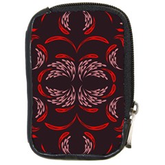 Floral Folk Damask Pattern Fantasy Flowers Floral Geometric Fantasy Compact Camera Leather Case by Eskimos