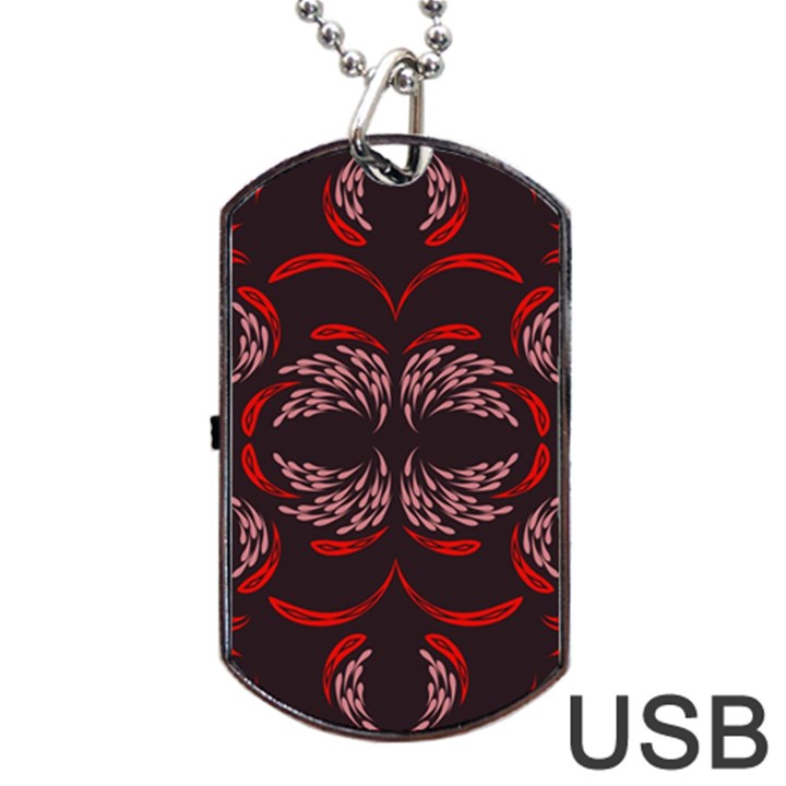 Floral folk damask pattern Fantasy flowers Floral geometric fantasy Dog Tag USB Flash (Two Sides)