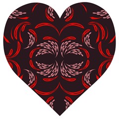 Floral Folk Damask Pattern Fantasy Flowers Floral Geometric Fantasy Wooden Puzzle Heart by Eskimos