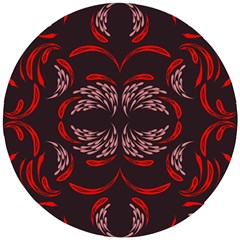 Floral Folk Damask Pattern Fantasy Flowers Floral Geometric Fantasy Wooden Puzzle Round by Eskimos