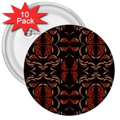 Floral Folk Damask Pattern Fantasy Flowers Floral Geometric Fantasy 3  Buttons (10 Pack)  by Eskimos