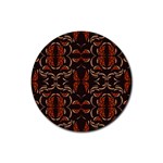 Floral folk damask pattern Fantasy flowers Floral geometric fantasy Rubber Round Coaster (4 pack) Front