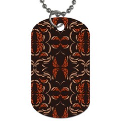 Floral Folk Damask Pattern Fantasy Flowers Floral Geometric Fantasy Dog Tag (two Sides) by Eskimos