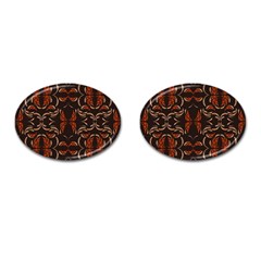 Floral Folk Damask Pattern Fantasy Flowers Floral Geometric Fantasy Cufflinks (oval) by Eskimos