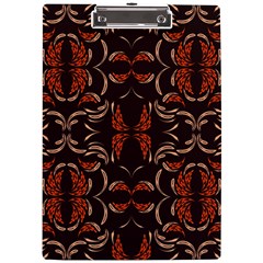 Floral Folk Damask Pattern Fantasy Flowers Floral Geometric Fantasy A4 Clipboard by Eskimos