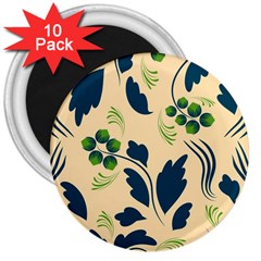 Folk Flowers Print Floral Pattern Ethnic Art 3  Magnets (10 Pack)  by Eskimos