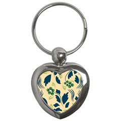 Folk Flowers Print Floral Pattern Ethnic Art Key Chain (heart) by Eskimos