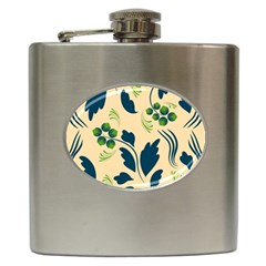 Folk Flowers Print Floral Pattern Ethnic Art Hip Flask (6 Oz) by Eskimos