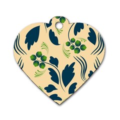 Folk Flowers Print Floral Pattern Ethnic Art Dog Tag Heart (one Side) by Eskimos