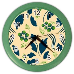 Folk Flowers Print Floral Pattern Ethnic Art Color Wall Clock by Eskimos