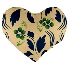 Folk Flowers Print Floral Pattern Ethnic Art Large 19  Premium Heart Shape Cushions by Eskimos