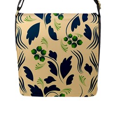 Folk Flowers Print Floral Pattern Ethnic Art Flap Closure Messenger Bag (l) by Eskimos