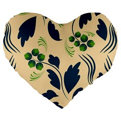 Folk Flowers Print Floral Pattern Ethnic Art Large 19  Premium Flano Heart Shape Cushions by Eskimos