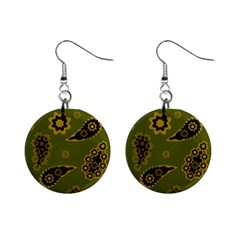 Floral Pattern Paisley Style Paisley Print  Doodle Background Mini Button Earrings by Eskimos