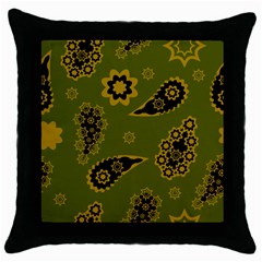 Floral Pattern Paisley Style Paisley Print  Doodle Background Throw Pillow Case (black) by Eskimos