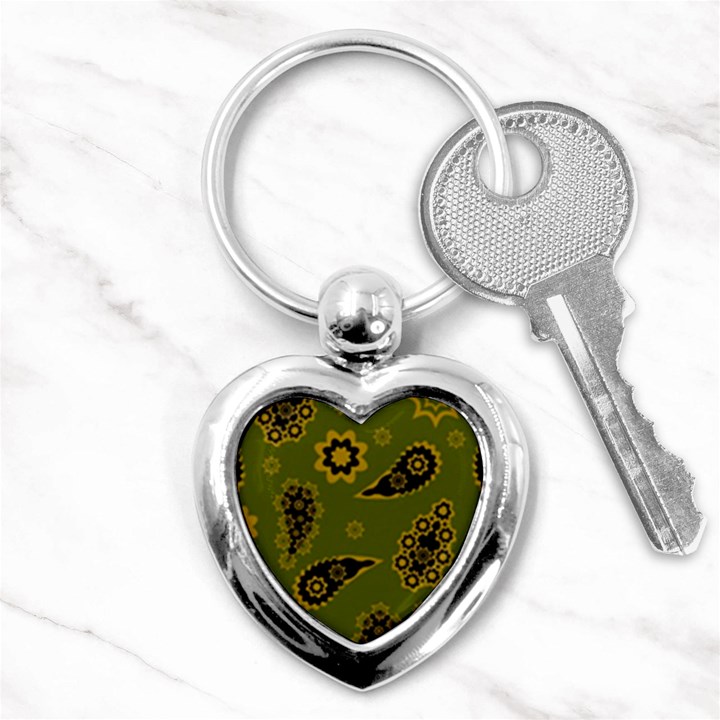 Floral pattern paisley style Paisley print. Doodle background Key Chain (Heart)