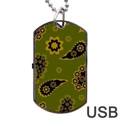 Floral Pattern Paisley Style Paisley Print  Doodle Background Dog Tag Usb Flash (one Side) by Eskimos