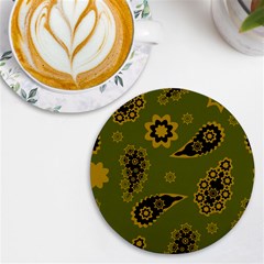 Floral Pattern Paisley Style Paisley Print  Doodle Background Uv Print Round Tile Coaster