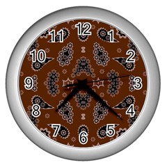 Floral Pattern Paisley Style Paisley Print  Doodle Background Wall Clock (silver) by Eskimos