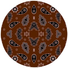 Floral Pattern Paisley Style Paisley Print  Doodle Background Wooden Puzzle Round by Eskimos