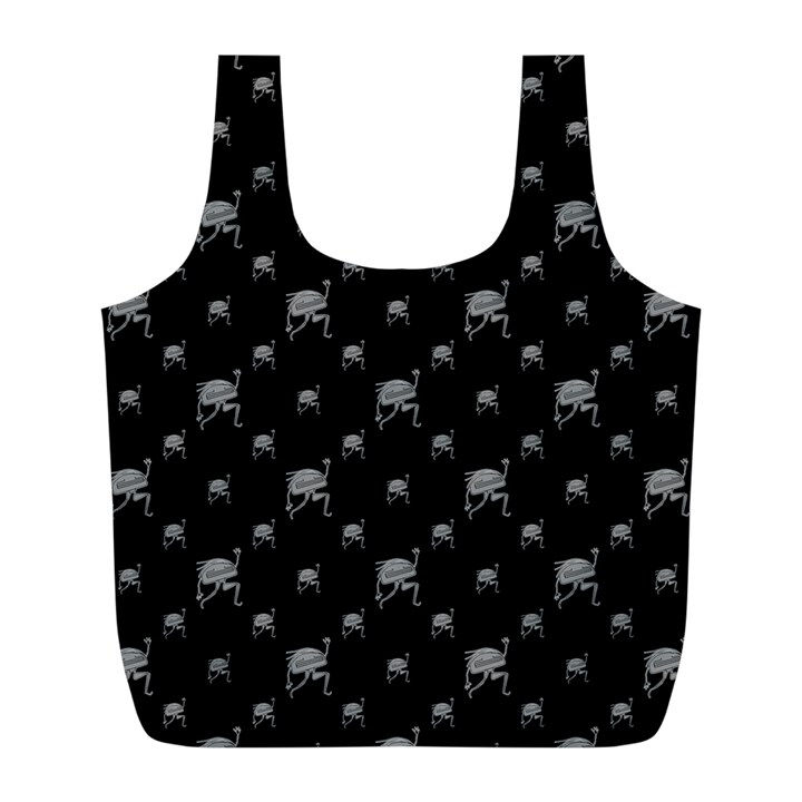 Grey And Black Alien Dancing Girls Drawing Pattern Full Print Recycle Bag (L)