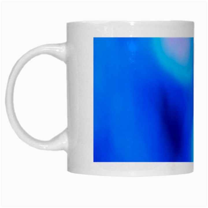 Blue Vibrant Abstract White Mugs