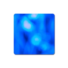 Blue Vibrant Abstract Square Magnet by DimitriosArt