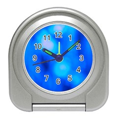 Blue Vibrant Abstract Travel Alarm Clock by DimitriosArt