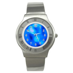 Blue Vibrant Abstract Stainless Steel Watch by DimitriosArt