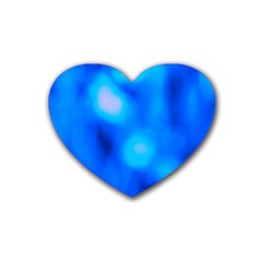 Blue Vibrant Abstract Rubber Heart Coaster (4 Pack)