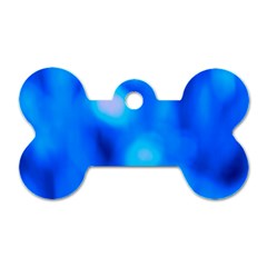 Blue Vibrant Abstract Dog Tag Bone (two Sides)