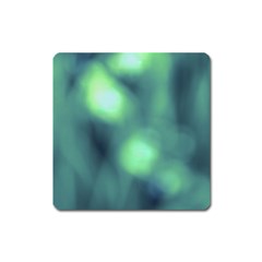 Green Vibrant Abstract Square Magnet by DimitriosArt