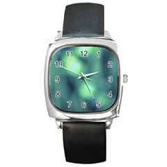 Green Vibrant Abstract Square Metal Watch by DimitriosArt