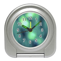 Green Vibrant Abstract Travel Alarm Clock by DimitriosArt