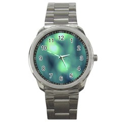 Green Vibrant Abstract Sport Metal Watch by DimitriosArt