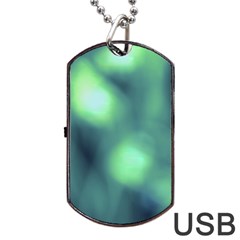 Green Vibrant Abstract Dog Tag Usb Flash (two Sides)