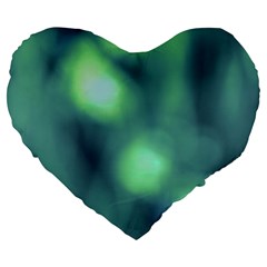 Green Vibrant Abstract Large 19  Premium Heart Shape Cushions by DimitriosArt