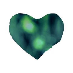 Green Vibrant Abstract Standard 16  Premium Flano Heart Shape Cushions by DimitriosArt