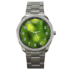 Green Vibrant Abstract No3 Sport Metal Watch by DimitriosArt